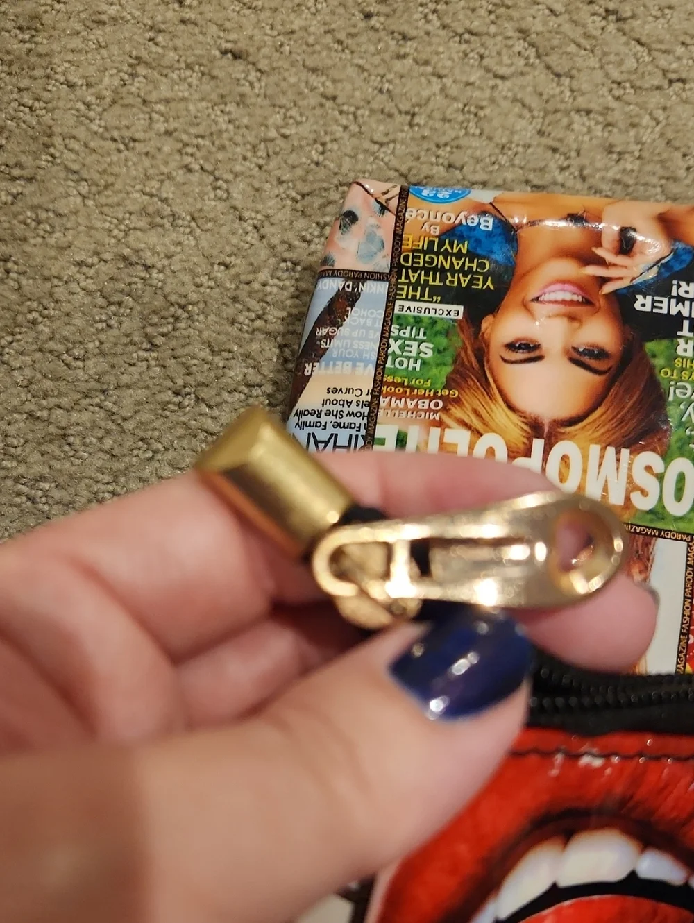 NEW Multicolor Magazine-Print Foldover Clutch